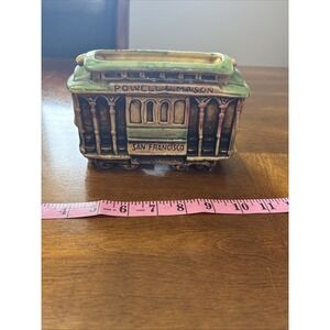 Vintage Glazed SNCO IMPORTS Trolley Cable Car Train Planter San Francisco